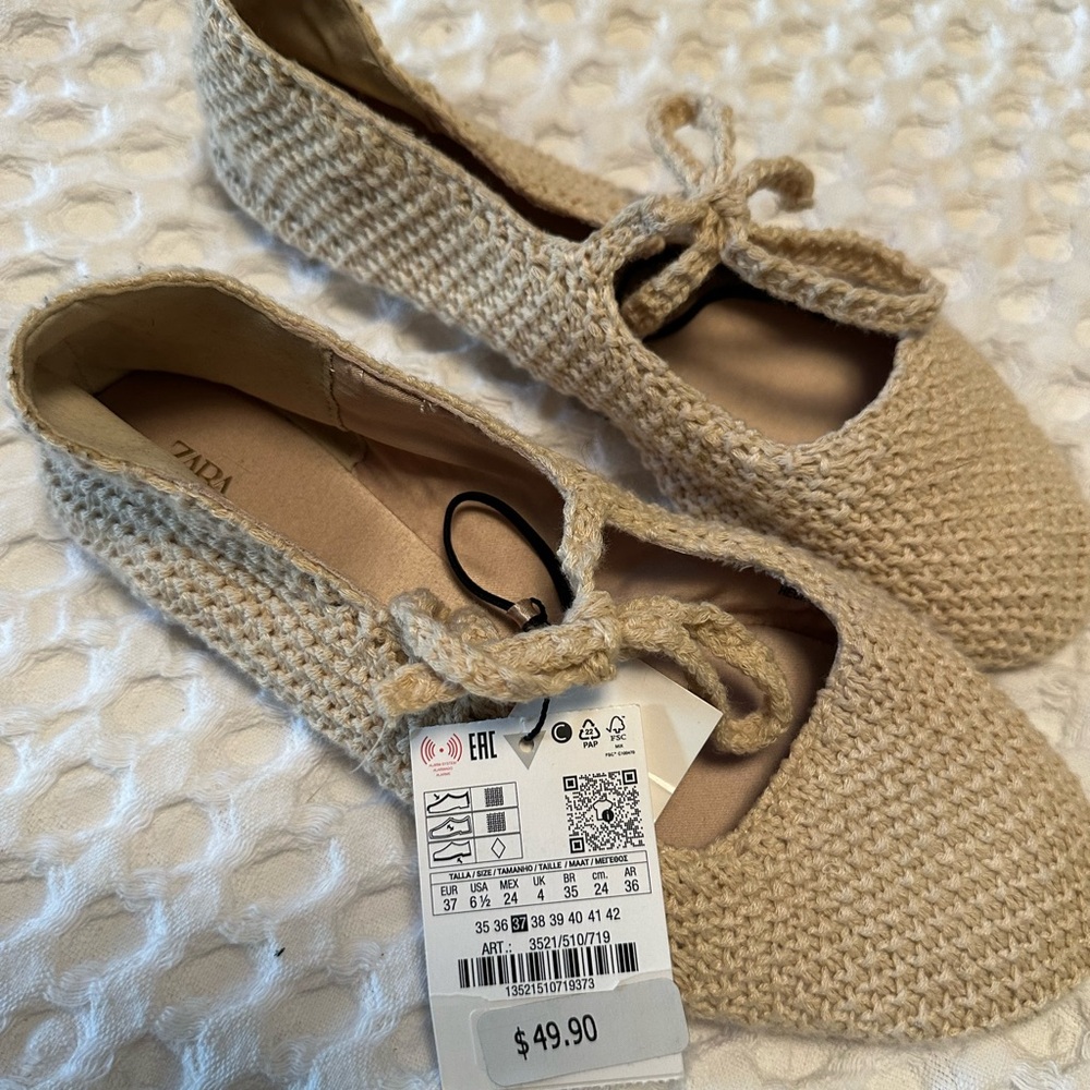 Zara Women's Tan Knit Espadrilles - Picture 7 of 7